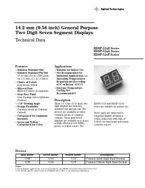 HDSP-52XG Datasheet PDF HP => Agilent Technologies
