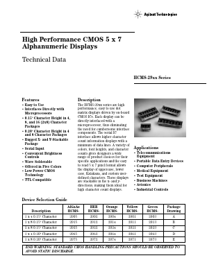 HCMS-2901 Datasheet PDF HP => Agilent Technologies