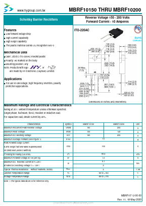 MBRF10150 Datasheet PDF HY ELECTRONIC CORP.