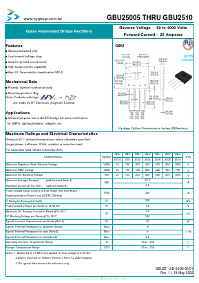 GBU2510 Datasheet PDF HY ELECTRONIC CORP.