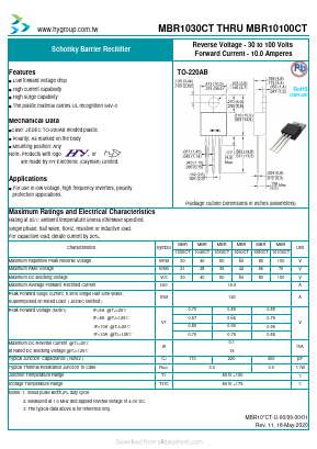 MBR10100CT Datasheet PDF HY ELECTRONIC CORP.