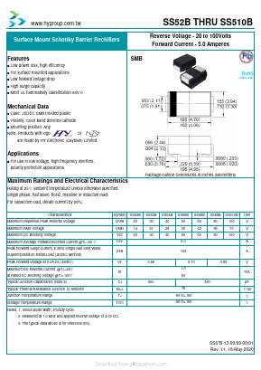 SS510B Datasheet PDF HY ELECTRONIC CORP.