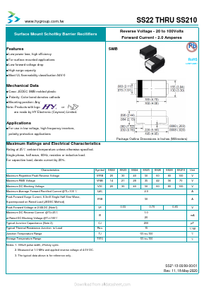 SS210 Datasheet PDF HY ELECTRONIC CORP.
