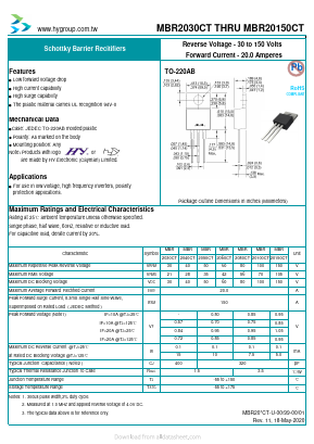 MBR20100CT Datasheet PDF HY ELECTRONIC CORP.