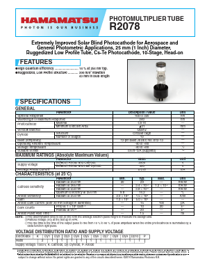 R2078 Datasheet PDF Hamamatsu Photonics