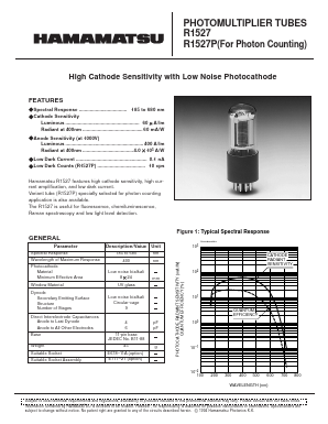 R1527 Datasheet PDF Hamamatsu Photonics