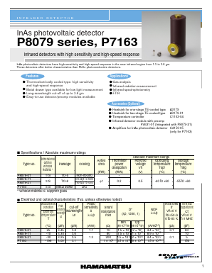 P8079 Datasheet PDF Hamamatsu Photonics