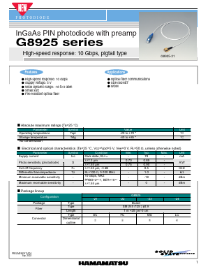 G8925-24 Datasheet PDF Hamamatsu Photonics