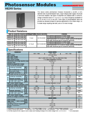 H8249-102 Datasheet PDF Hamamatsu Photonics