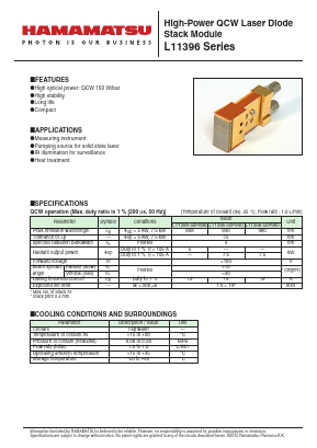 L11396-50P940 Datasheet PDF Hamamatsu Photonics