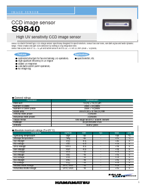 S9840 Datasheet PDF Hamamatsu Photonics