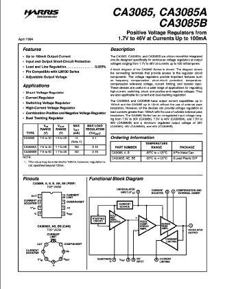 CA3085BE Datasheet PDF Harris Semiconductor
