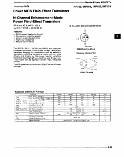 IRF150 Datasheet PDF Harris Semiconductor