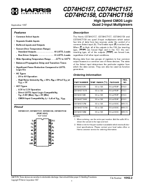 CD74HCT157M Datasheet PDF Harris Semiconductor