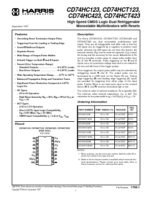CD74HC423E Datasheet PDF Harris Semiconductor