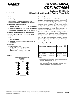 74HCT4094 Datasheet PDF Harris Semiconductor