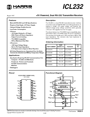 ICL232LPE Datasheet PDF Harris Semiconductor