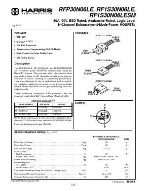 RF1S30N06LE9A Datasheet PDF Harris Semiconductor