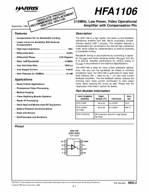 HFA1106IP Datasheet PDF Harris Semiconductor