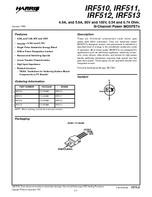 IRF511 Datasheet PDF Harris Semiconductor