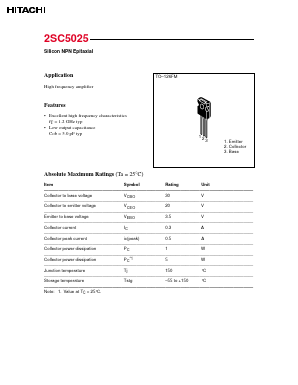 2SC5025 Datasheet PDF Hitachi -> Renesas Electronics