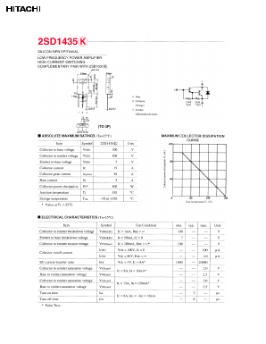2SD1435K Datasheet PDF Hitachi -> Renesas Electronics
