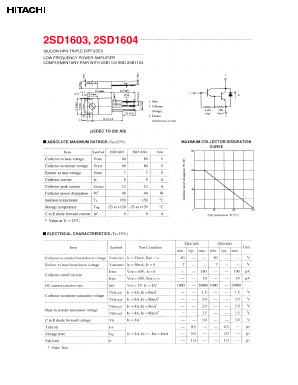 2SD1604 Datasheet PDF Hitachi -> Renesas Electronics