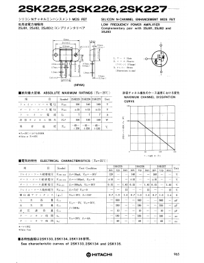 2SK225 Datasheet PDF Hitachi -> Renesas Electronics
