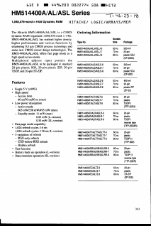 HM514400ASLR-6 Datasheet PDF Hitachi -> Renesas Electronics