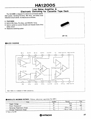 HA12005 Datasheet PDF Hitachi -> Renesas Electronics