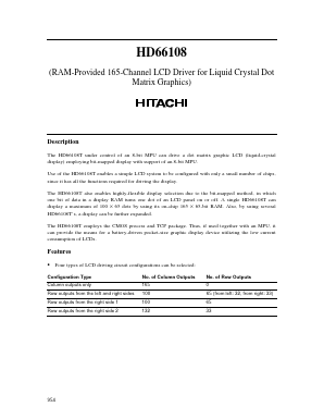 HD66108TB0 Datasheet PDF Hitachi -> Renesas Electronics
