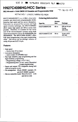 HN27C4096HCC Datasheet PDF Hitachi -> Renesas Electronics