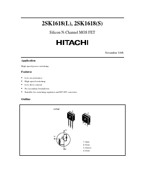 2SK1618 Datasheet PDF Hitachi -> Renesas Electronics