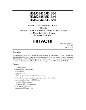 HM5264405DTT-B60 Datasheet PDF Hitachi -> Renesas Electronics