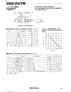 2SC2278 Datasheet PDF Hitachi -> Renesas Electronics