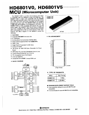 HD6801V0 Datasheet PDF Hitachi -> Renesas Electronics