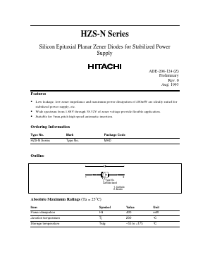 HZS33NB4 Datasheet PDF Hitachi -> Renesas Electronics