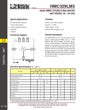 HMC329LM3 Datasheet PDF Hittite Microwave