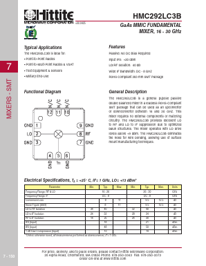 HMC292LC3B Datasheet PDF Hittite Microwave