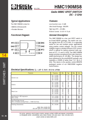 HMC190MS8 Datasheet PDF Hittite Microwave