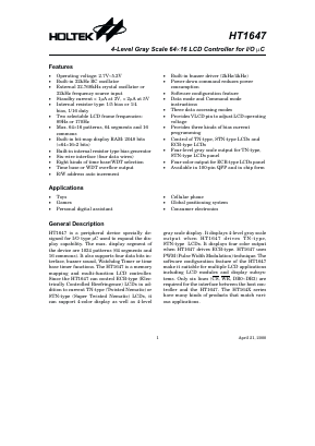 HT1647 Datasheet PDF Holtek Semiconductor