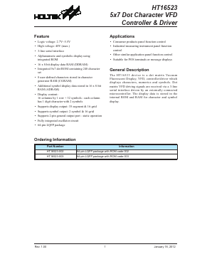 HT16523 Datasheet PDF Holtek Semiconductor