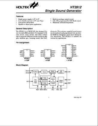 HT2812J Datasheet PDF Holtek Semiconductor