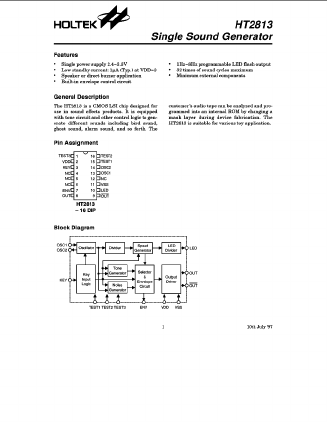 HT2813-16DIP Datasheet PDF Holtek Semiconductor