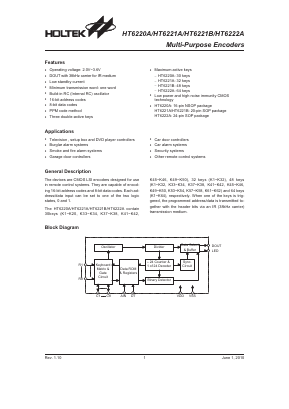 HT6220A Datasheet PDF Holtek Semiconductor