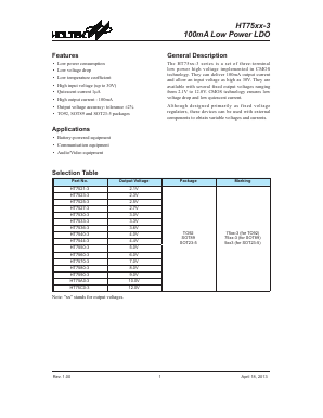 HT7536-3 Datasheet PDF Holtek Semiconductor