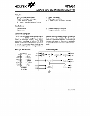 HT9030 Datasheet PDF Holtek Semiconductor