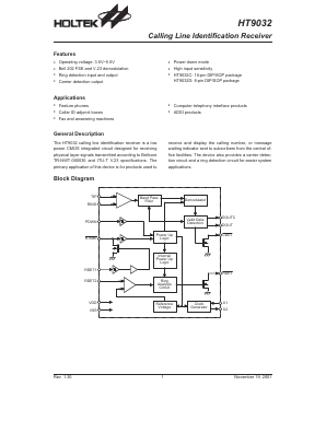 HT9032B Datasheet PDF Holtek Semiconductor