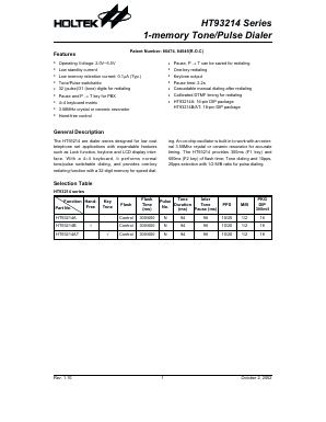 HT93214B Datasheet PDF Holtek Semiconductor