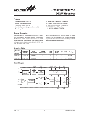 HT9170B Datasheet PDF Holtek Semiconductor